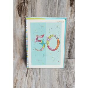Papyrus RARE Turnowsky Embossed Beaded GOLD Trim‎ Butterfly Happy 50th Bday Card